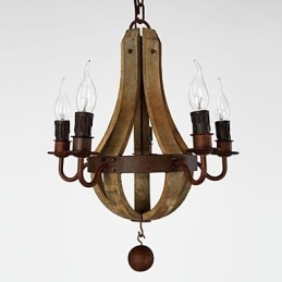 Lustre de madeira e bambu com pintura estilo vintage mini
