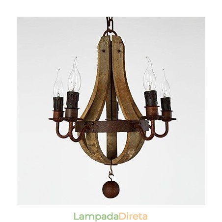 Lustre de madeira e bambu com pintura estilo vintage mini Lustre de madeira e bambu com pintura estilo vintage mini
