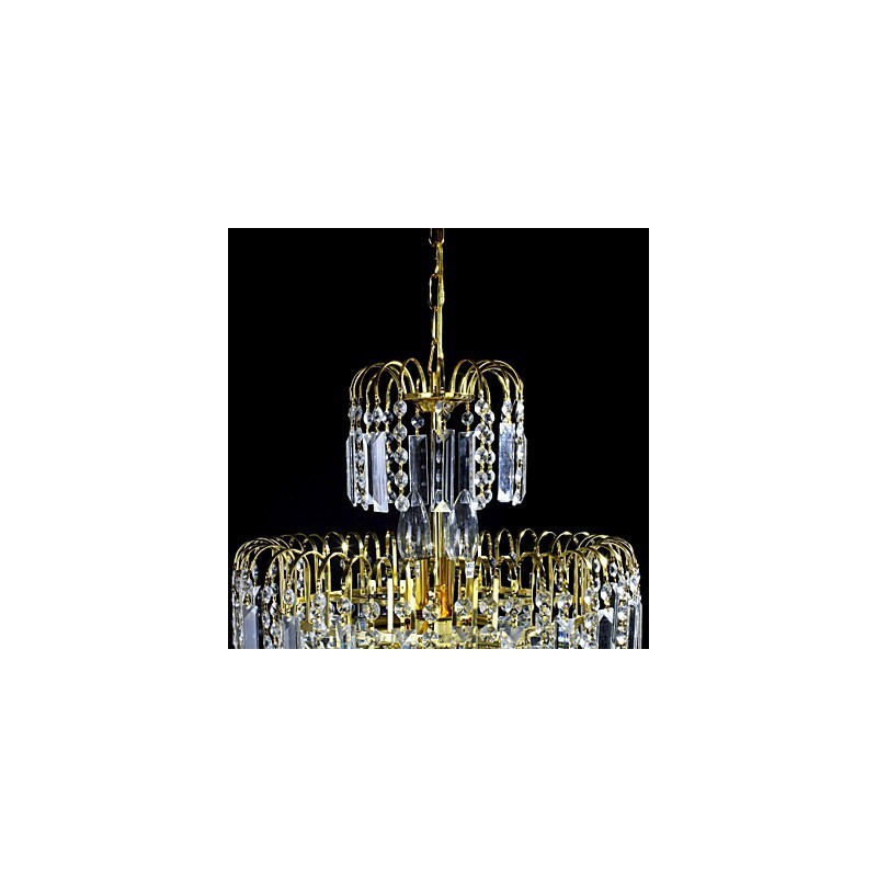 Lustre de luxo estilo europeu com 6 luzes em formato de coroa