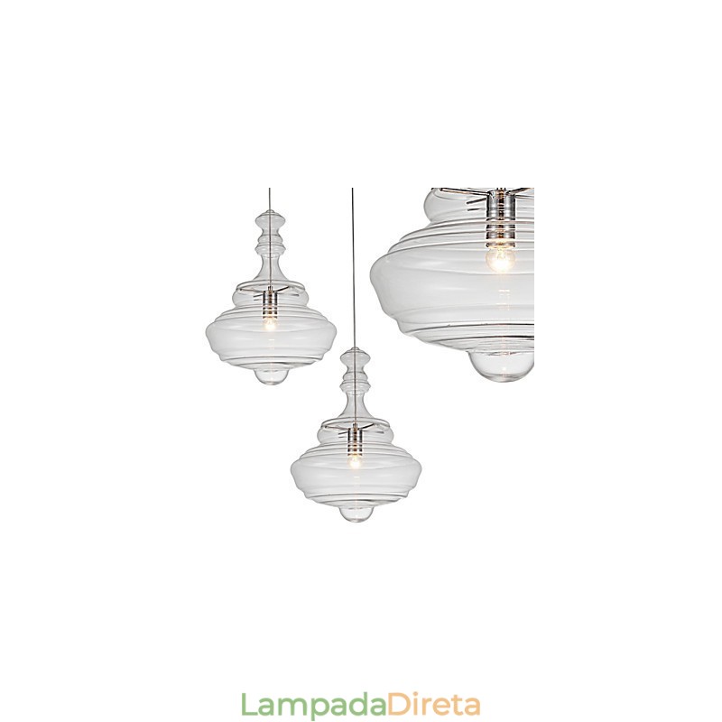 Luminária Pendente Artística 1 Luz Moderna Simplicidade Incolor Vidro Transparente