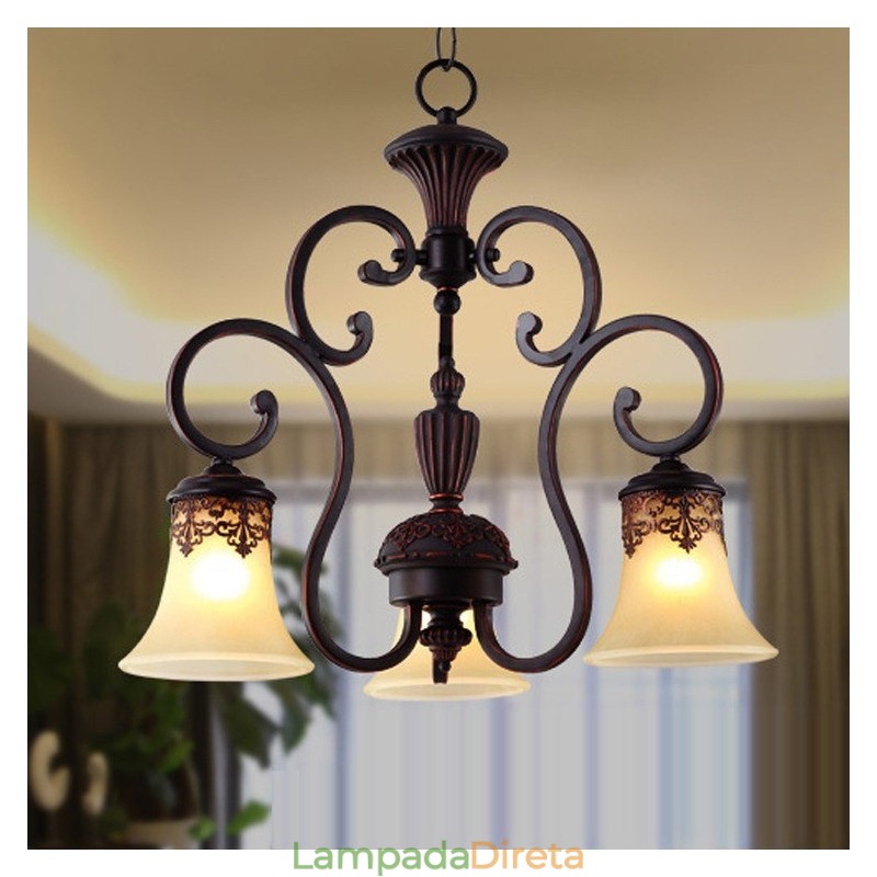 Lustre de metal com pintura de ilha rural vintage, montagem embutida
