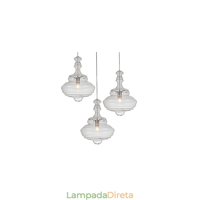Luminária Pendente Artística 1 Luz Moderna Simplicidade Incolor Vidro Transparente