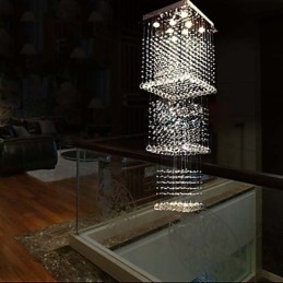 Luminárias pendentes de cristal de teto Iluminação 8 luzes Moderno Luxuoso Prata Canpoy K9 Luminárias de cristal transparente