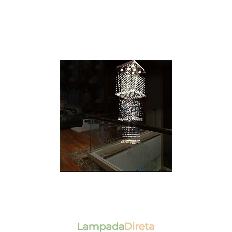 Luminárias pendentes de cristal de teto Iluminação 8 luzes Moderno Luxuoso Prata Canpoy K9 Luminárias de cristal transparente