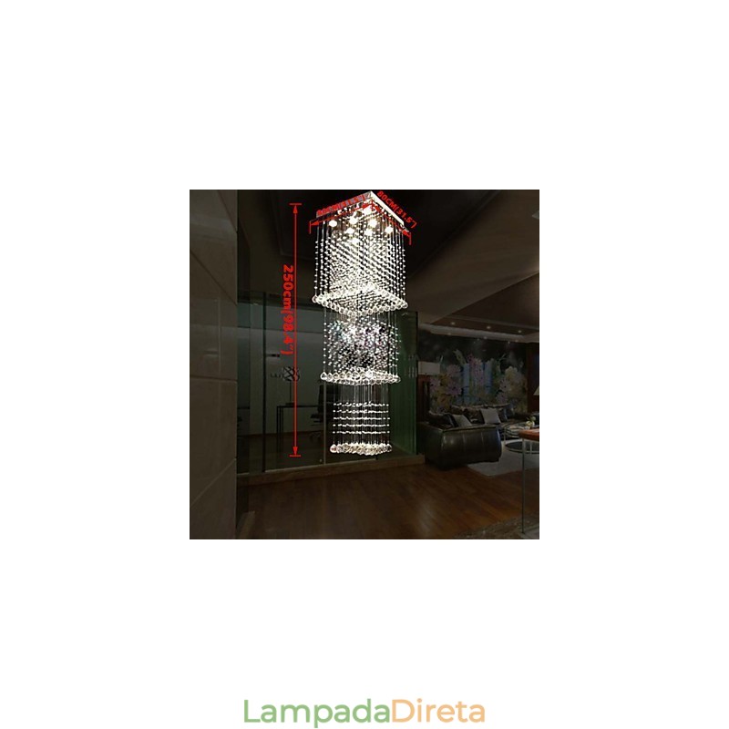 Luminárias pendentes de cristal de teto Iluminação 8 luzes Moderno Luxuoso Prata Canpoy K9 Luminárias de cristal transparente