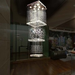Luminárias pendentes de cristal de teto Iluminação 8 luzes Moderno Luxuoso Prata Canpoy K9 Luminárias de cristal transparente