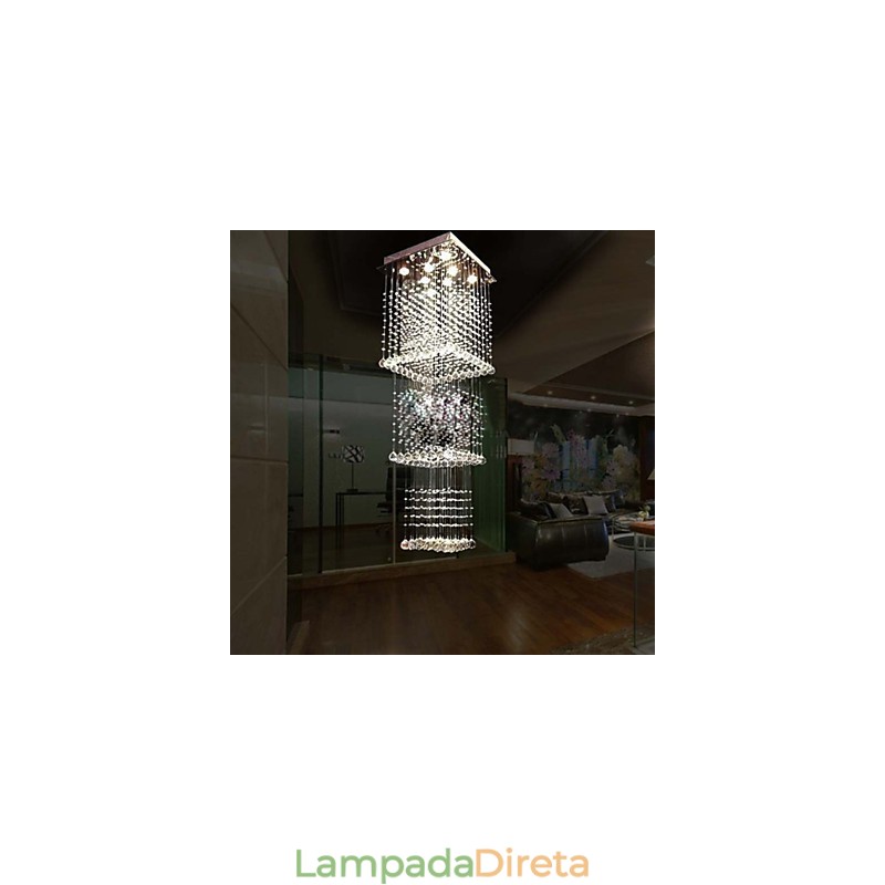 Luminárias pendentes de cristal de teto Iluminação 8 luzes Moderno Luxuoso Prata Canpoy K9 Luminárias de cristal transparente