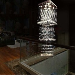 Luminárias pendentes de cristal de teto Iluminação 8 luzes Moderno Luxuoso Prata Canpoy K9 Luminárias de cristal transparente
