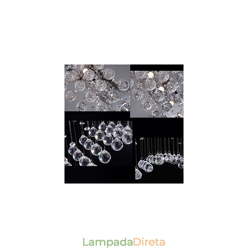 Luminárias pendentes de cristal de teto Iluminação 8 luzes Moderno Luxuoso Prata Canpoy K9 Luminárias de cristal transparente