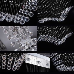 Luminárias pendentes de cristal de teto Iluminação 8 luzes Moderno Luxuoso Prata Canpoy K9 Luminárias de cristal transparente
