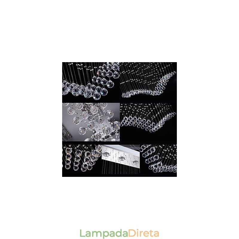 Luminárias pendentes de cristal de teto Iluminação 8 luzes Moderno Luxuoso Prata Canpoy K9 Luminárias de cristal transparente