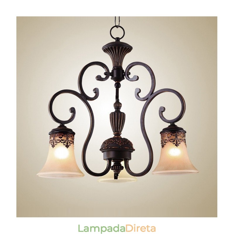 Lustre de metal com pintura de ilha rural vintage, montagem embutida