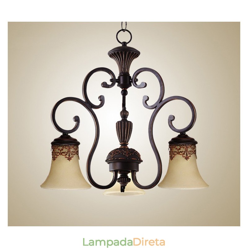 Lustre de metal com pintura de ilha rural vintage, montagem embutida