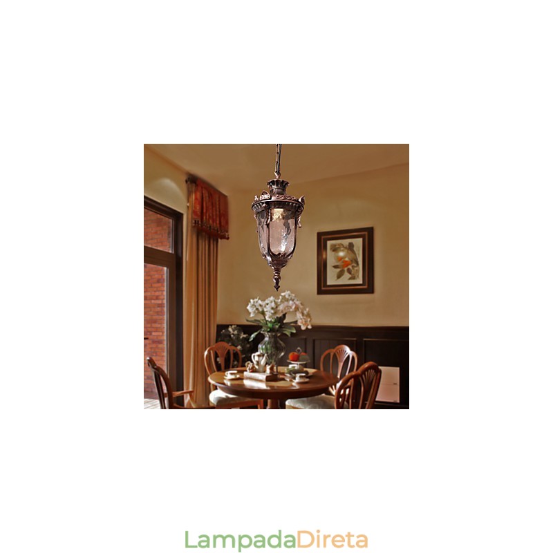 Luminária pendente de inspiração antiga com 1 luz