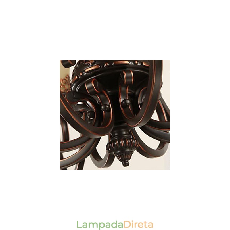 Lustre de metal com pintura de ilha rural vintage, montagem embutida