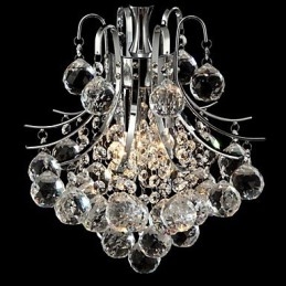 Lustre moderno contemporâneo de cristal cromado com pingente de luz