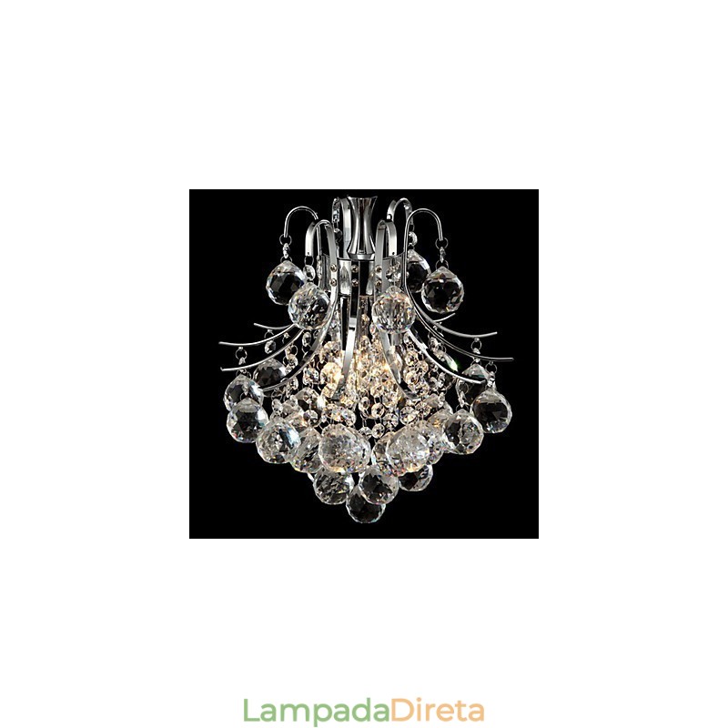 Lustre moderno contemporâneo de cristal cromado com pingente de luz