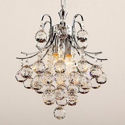 Lustre moderno contemporâneo de cristal cromado com pingente de luz