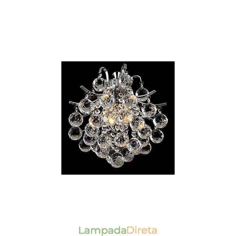 Lustre moderno contemporâneo de cristal cromado com pingente de luz