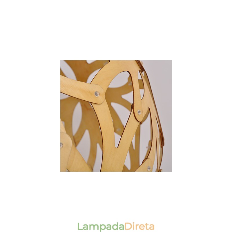 Luminária pendente retrô de madeira e bambu