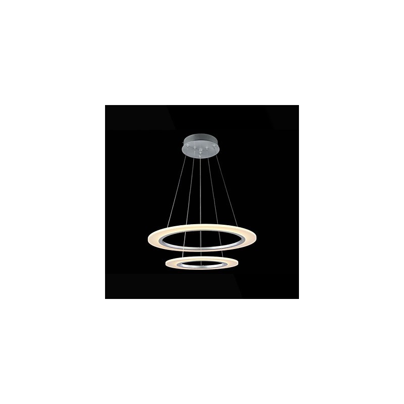 Luminária pendente de acrílico para teto, lustre suspenso, luminárias com 2 anéis