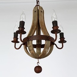 Lustre de madeira e bambu com pintura estilo vintage mini