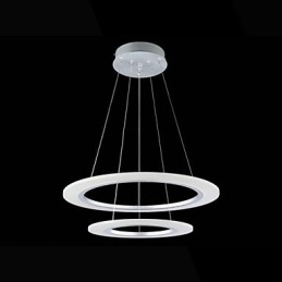 Luminária pendente de acrílico para teto, lustre suspenso, luminárias com 2 anéis