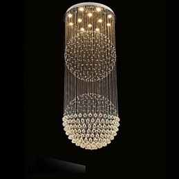 Luminária pendente moderna de cristal, lustre de 12 luzes, canpoy prateado, globo de cristal transparente, luminárias de teto
