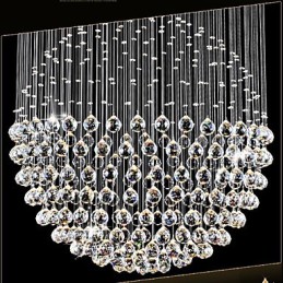 Luminária pendente moderna de cristal, lustre de 12 luzes, canpoy prateado, globo de cristal transparente, luminárias de teto