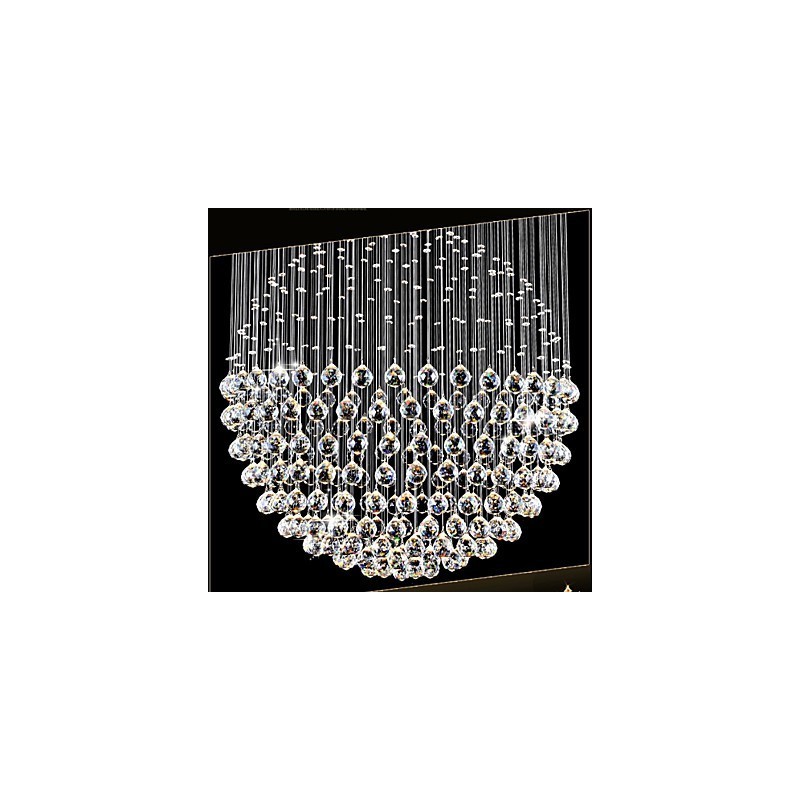 Luminária pendente moderna de cristal, lustre de 12 luzes, canpoy prateado, globo de cristal transparente, luminárias de teto