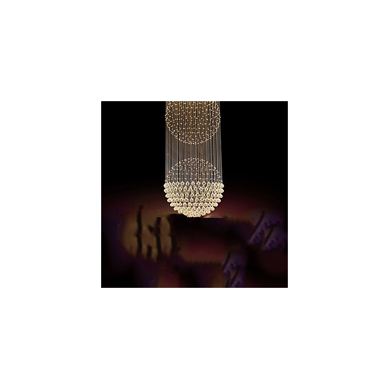 Luminária pendente moderna de cristal, lustre de 12 luzes, canpoy prateado, globo de cristal transparente, luminárias de teto