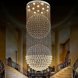 Luminária pendente moderna de cristal, lustre de 12 luzes, canpoy prateado, globo de cristal transparente, luminárias de teto