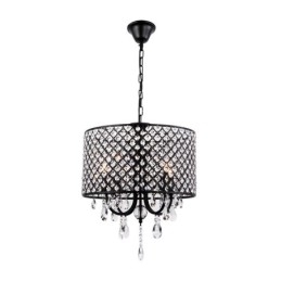 Lustre moderno contemporâneo de cristal cromado com tambor