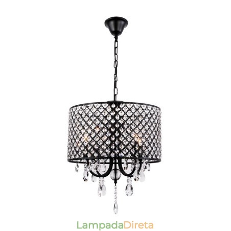 Lustre moderno contemporâneo de cristal cromado com tambor Lustre moderno contemporâneo de cristal cromado com tambor