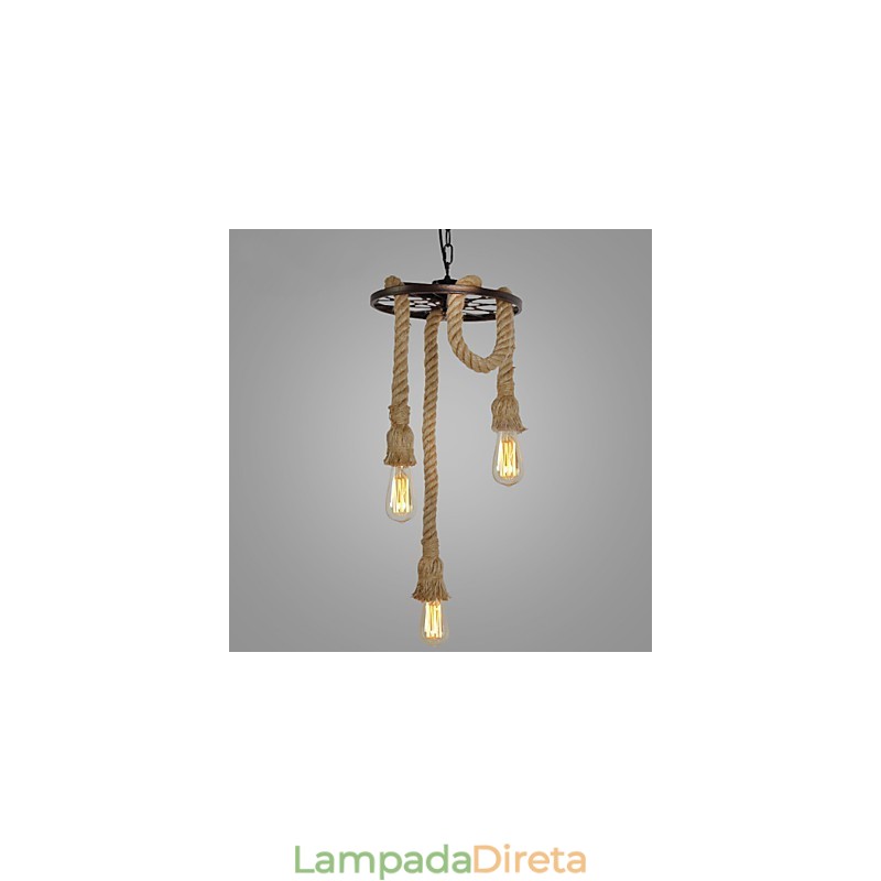 Luminária pendente de metal galvanizado estilo retrô mini