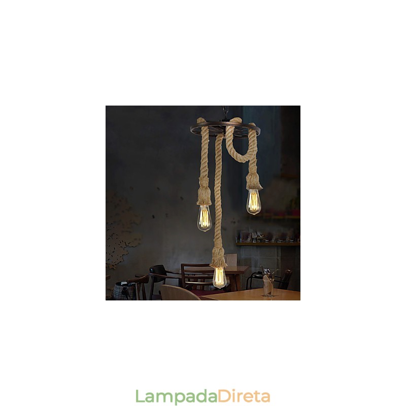 Luminária pendente de metal galvanizado estilo retrô mini