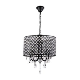 Lustre moderno contemporâneo de cristal cromado com tambor