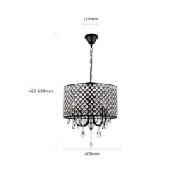 Lustre moderno contemporâneo de cristal cromado com tambor