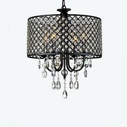 Lustre moderno contemporâneo de cristal cromado com tambor