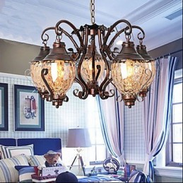 Lustre de ferro antigo pastoral europeu retrô