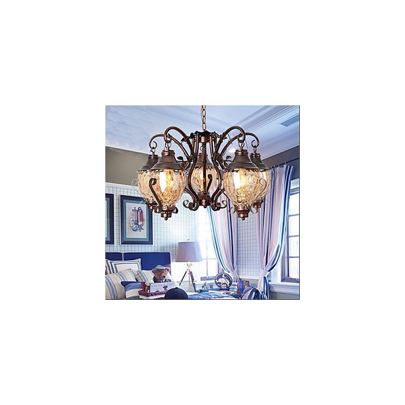 Lustre de ferro antigo pastoral europeu retrô