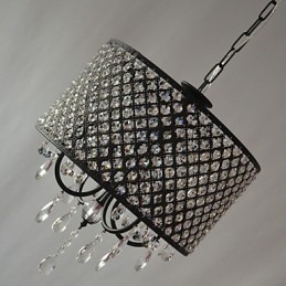 Lustre moderno contemporâneo de cristal cromado com tambor