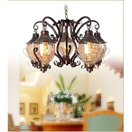 Lustre de ferro antigo pastoral europeu retrô