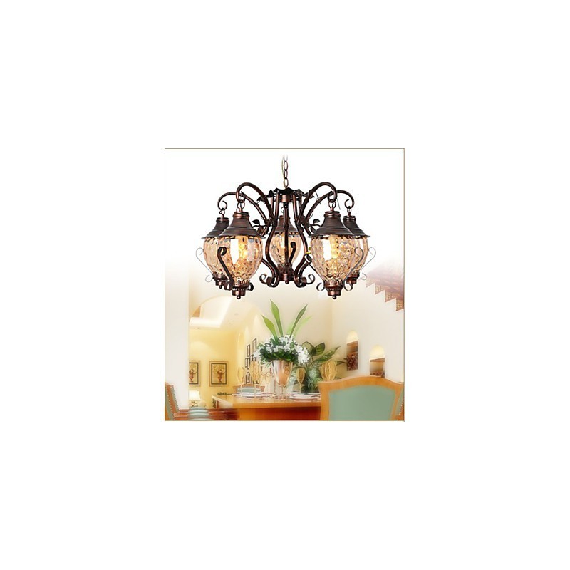 Lustre de ferro antigo pastoral europeu retrô