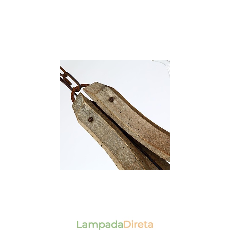 Lustre de madeira e bambu com pintura estilo vintage mini