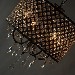Lustre moderno contemporâneo de cristal cromado com tambor