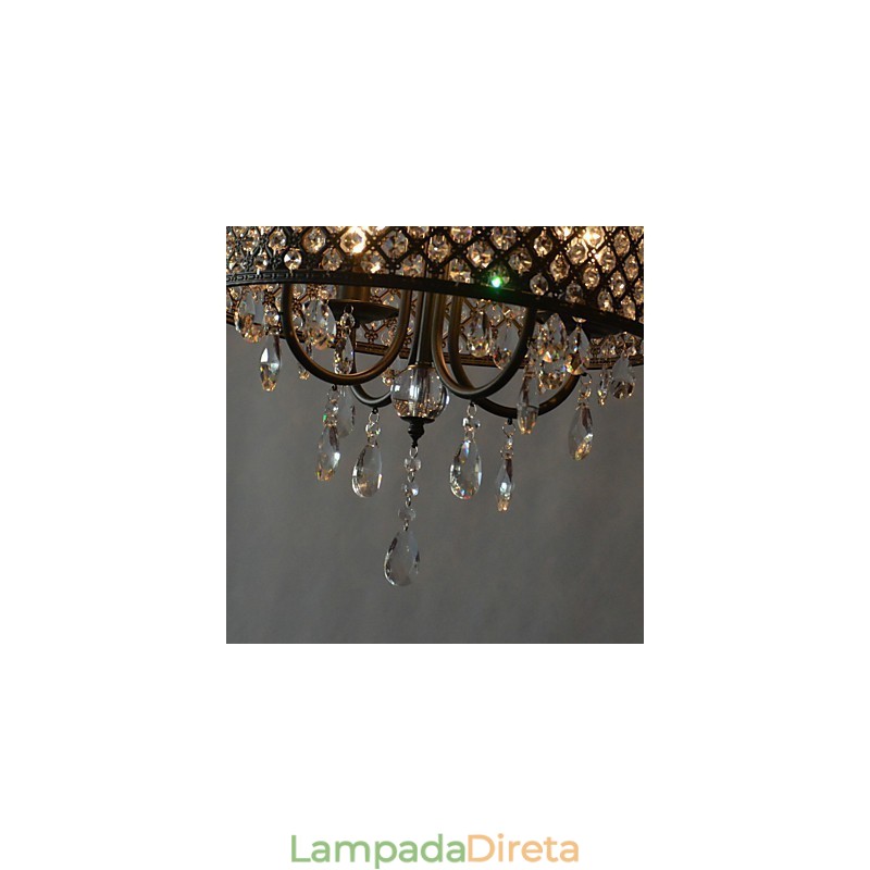 Lustre moderno contemporâneo de cristal cromado com tambor