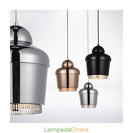 Luminária Pendente 1 Luz Moderna Simplicidade Dourado Cromado Preto Branco Aço Carbono Metal Lustre Luminária Pendente 1 Luz Moderna Simplicidade Dourado Cromado Preto Branco Aço Carbono Metal Lustre