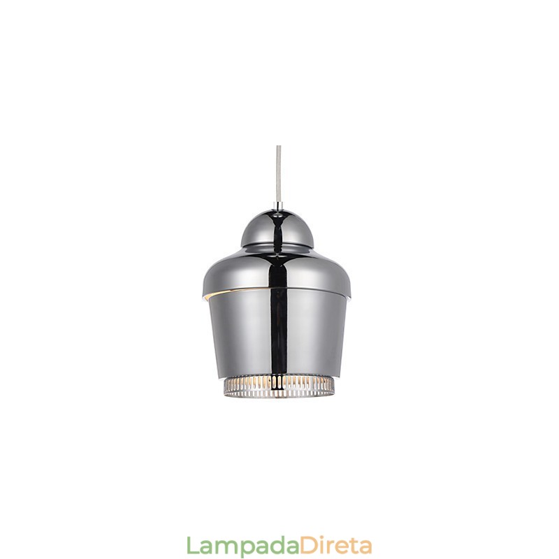 Luminária Pendente 1 Luz Moderna Simplicidade Dourado Cromado Preto Branco Aço Carbono Metal Lustre