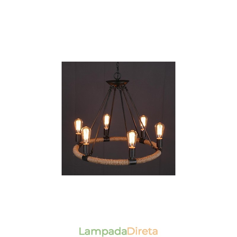 Luminária pendente de metal estilo country mini com pintura